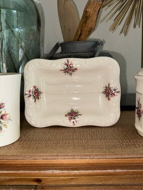 Athena vintage antique rose ceramic porcelain 3 pc set